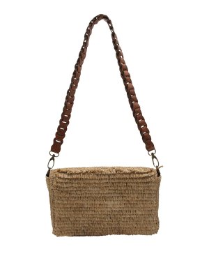 IBELIV: cross body bags - Light Beige Raffia Hafa Bag