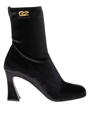 GIUSEPPE ZANOTTI: ankle boots - Metallic Logo Velvet Ankle Boots