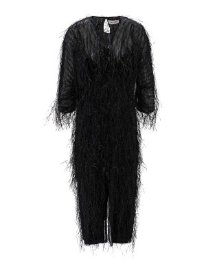 LANVIN: knee length dresses - Viscose And Silk Dress With Rafia Details