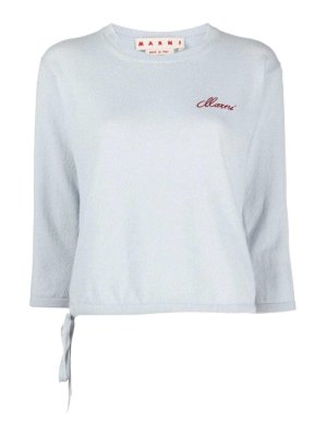 Marni: Strickpullover mit Rundhalsausschnitt - Rundhalspullover - Blau