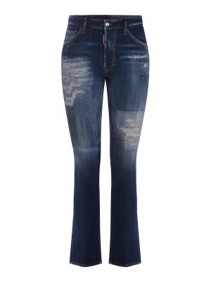 DSQUARED2: Jeans à jambe droite - Jean Droit - Foncé Délavé