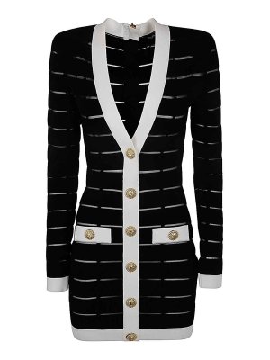 Balmain: short dresses - Buttoned Knit Short Dress