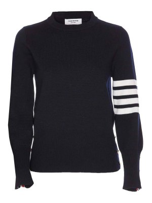 THOM BROWNE: Strickpullover mit Rundhalsausschnitt - Rundhalspullover - Blau