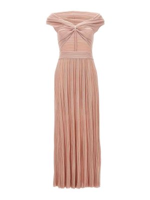 Courreges Twist Rib Knit Long Dress - Brown