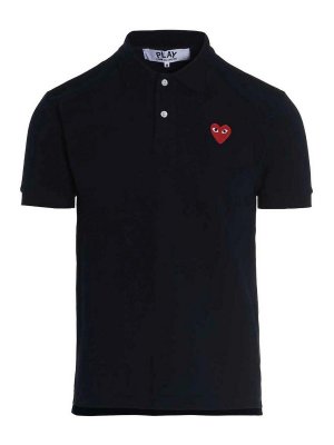 Comme des Garçons Play: polo shirts - Logo Patch Polo Shirt