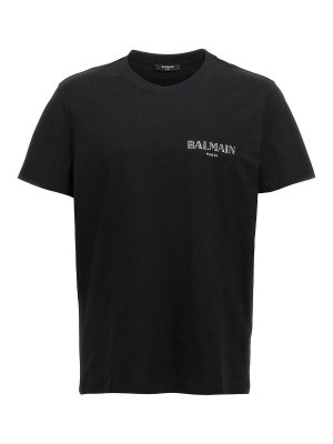 【送料&関税込】balmain Signature T-shirt Balmain Signature embroidered T-shirt black - Men | BALMAIN