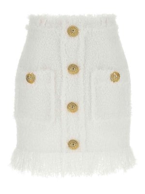 Balmain: Faldas media pierna y semilargas - Falda Semilarga - Blanco
