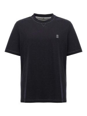 Ferragamo Logo T-Shirt - Blue - Men | 771855NEWNAVY | thebs.com