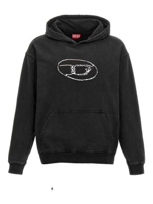 Diesel S-Boxt-Hood-Bleach Hoodie - Black - Men | A152590PJAX9XX