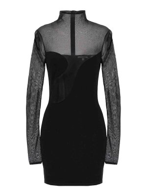 NENSI DOJAKA: short dresses - Fitted Semisheer Dress