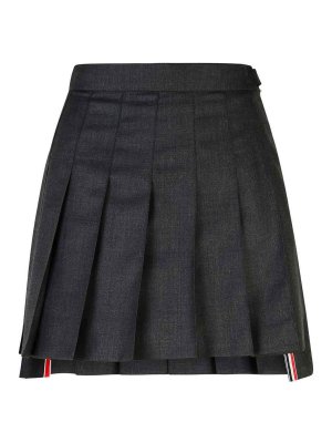 THOM BROWNE: mini skirts - 120S Dark Grey Wool Miniskirt