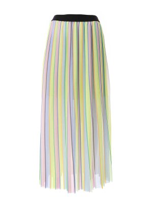 KARL LAGERFELD: Knee length skirts & Midi - Stripe Pleated Skirt