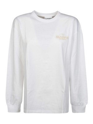 GANNI: t-shirt - T-Shirt Manica Lunga