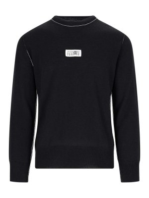 MM6 MAISON MARGIELA: Strickpullover mit Rundhalsausschnitt - Rundhalspullover - Schwarz