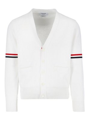 THOM BROWNE: cardigans - Cardigan with tricolor details