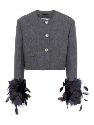 PRADA: casual jackets - Cropped Jacket With Feather