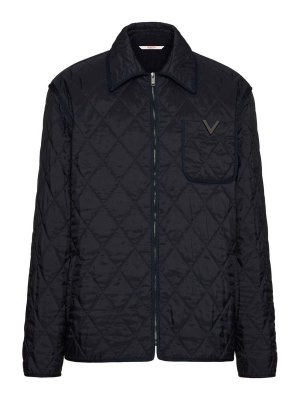 VALENTINO: short coats - V-Detail Nylon Caban