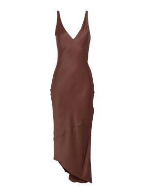 J.W. ANDERSON: knee length dresses - V-Neck Satin Midi Dress