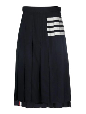 THOM BROWNE: Knee length skirts & Midi - Stripe-Print Pleated Skirt