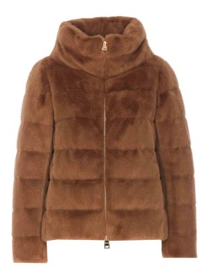 HERNO: padded jackets - Fur Effect Cape Jacket