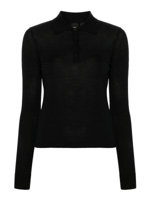 Pinko: Strickpullover mit Rundhalsausschnitt - Rundhalspullover - Schwarz