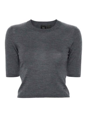 Pinko: Strickpullover mit Rundhalsausschnitt - Rundhalspullover - Grau