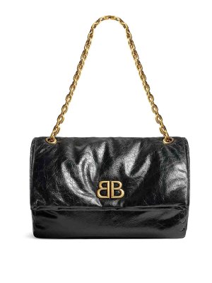 VIPセール【BALENCIAGA】CRUSH CHAIN M ショルダーバッグ Women's Crush Chain Bag Medium in Black | Balenciaga US
