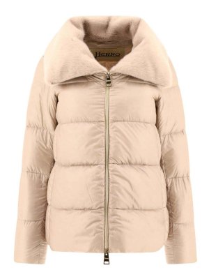 HERNO: padded jackets - Faux Fur Collar Down Jacket