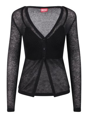 DIESEL: cardigans - Semi-transparent Cardigan With Bralette