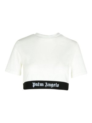 Palm Angels: t-shirts - Crop T-Shirt In White Cotton