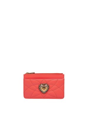 DOLCE & GABBANA: wallets & purses - Card Holder In Coral Leather