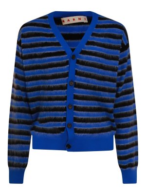 Marni: crew necks - Blue And Black Wool Knitwear