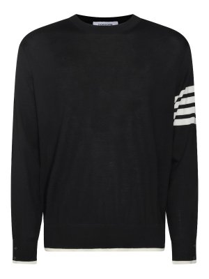 THOM BROWNE: Strickpullover mit Rundhalsausschnitt - Rundhalspullover - Schwarz
