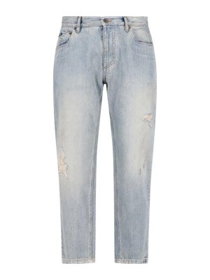 DOLCE & GABBANA: bootcut jeans - Loose Jeans With Abrasions