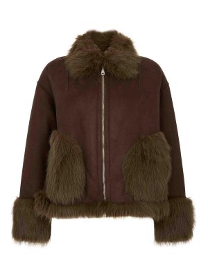 BETTA CORRADI: casual jackets - Brown Jacket With Zip And Fur