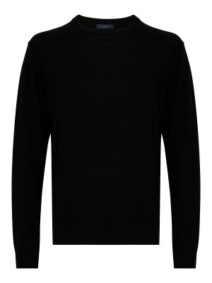 DANIELE FIESOLI: crew necks - Black Merino Wool Crewneck Sweater