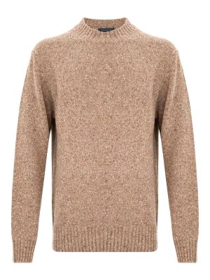 DANIELE FIESOLI: crew necks - Beige Virgin Wool Sweater With Raised Collar