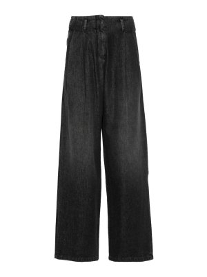 GOLDEN GOOSE: straight leg jeans - Wide Leg Pleated Denim