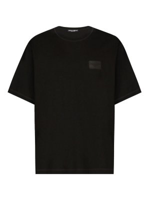 DOLCE & GABBANA: t-shirt - T-shirt in cotone con placca logata