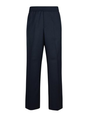 GOLDEN GOOSE: casual trousers - Lennon Navy Virgin Wool Blend Trousers