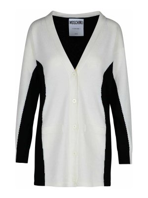 MOSCHINO: cardigan - Cardigan in lana vergine bianca