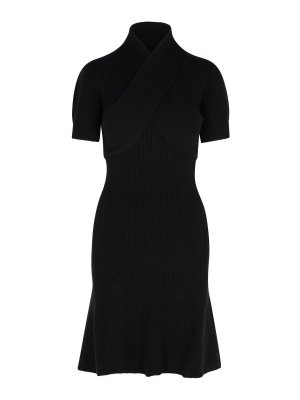 PATOU: knee length dresses - Black Merino Wool Blend Dress