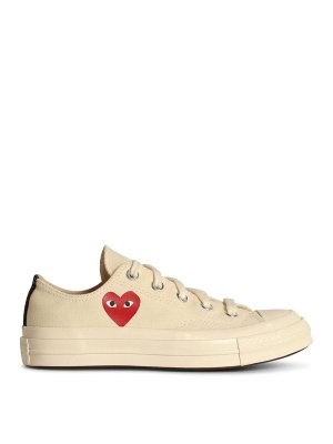 COMME DES GARCONS: sneakers - Sneakers in tela bianca con cuore rosso