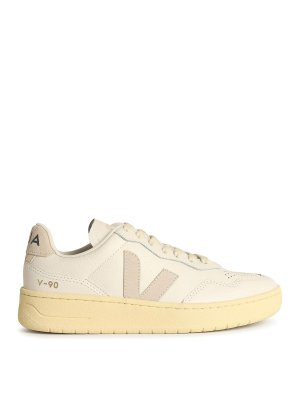 VEJA: trainers - V-90 White Leather Sneakers