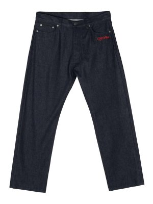OFF-WHITE: bootcut jeans - Script Raw Skate Jeans