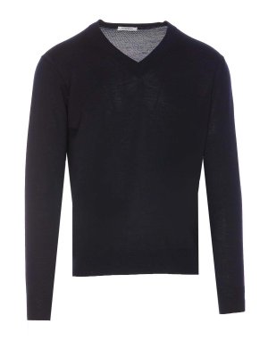 Paolo Pecora: Strickpullover mit Rundhalsausschnitt - Rundhalspullover - Blau