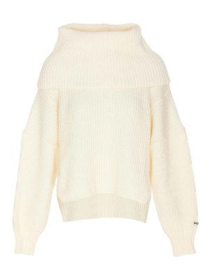 Pinko: Strickpullover mit Rundhalsausschnitt - Rundhalspullover - Weiß