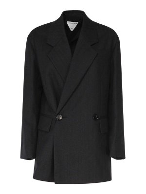 BOTTEGA VENETA: casual jackets - Striped Wool Belted Jacket