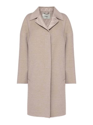 FENDI: trench coats - Reversible Overcoat With Lapel Collar