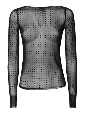 Pinko: crew necks - Transparent Rouen Sweater With Stones